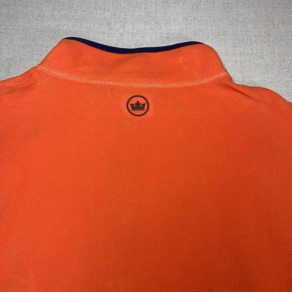 Peter Millar Vest Mens Large Orange Fleece Full Zip Mock Neck Golf‎ Crown Logo - Picture 10 of 12